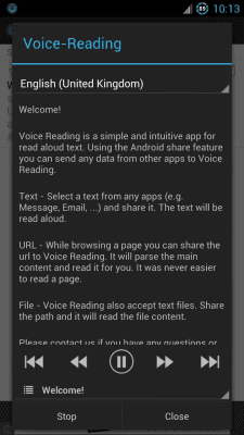 Screenshot of the application Voice Reading (Read aloud) - #2