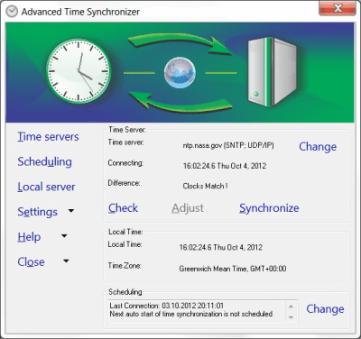 Screenshot of the application Advanced Time Synchronizer - #2