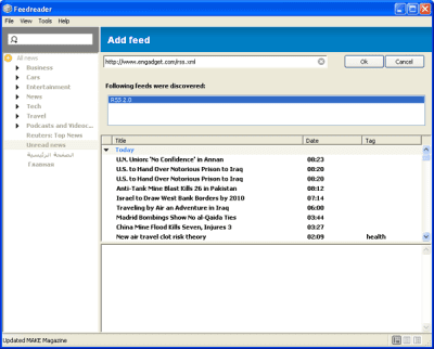 Screenshot of the application FeedReader - #3