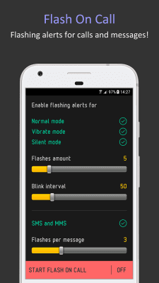 Screenshot of the application Flash On Call (SMS Alerts) - #1