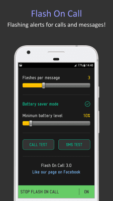 Screenshot of the application Flash On Call (SMS Alerts) - #2