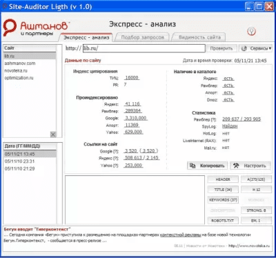 Screenshot of the application Site-Auditor - #1