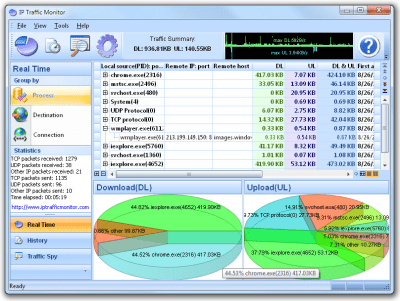 Screenshot of the application IP Traffic Monitor - #1