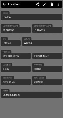 Screenshot of the application GPS Test - #8