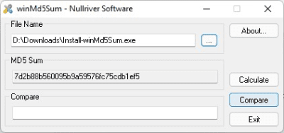 Screenshot of the application WinMD5Sum - #1