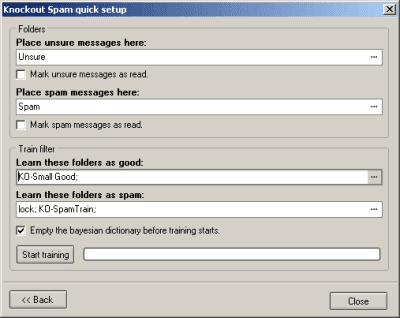 Screenshot of the application Knockout Spam for Outlook 2000/2002/2003 - #2