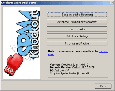 Screenshot of the application Knockout Spam for Outlook 2000/2002/2003 - #6