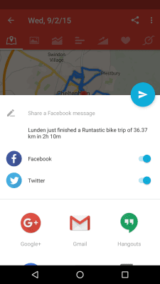 Screenshot of the application Runtastic Road Bike GPS - #7