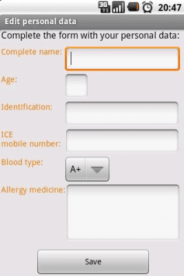 Screenshot of the application Emergency Alert - #2