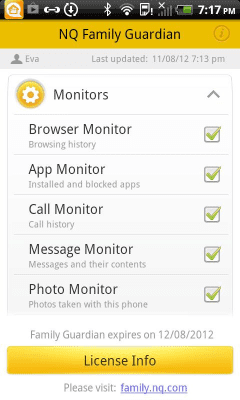 Screenshot of the application NQ Family Guardian - #3