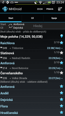 Screenshot of the application MHDroid Public Transport - #1