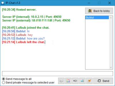 Screenshot of the application IP-Chat - #1