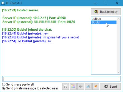 Screenshot of the application IP-Chat - #6