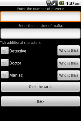 Screenshot of the application Mafia card game - #2