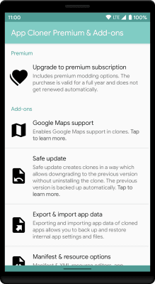 Screenshot of the application App Cloner Premium & Add-ons - #1