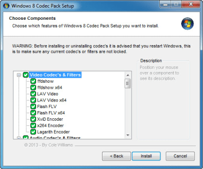 Screenshot of the application Windows 8 Codecs Pack - #2