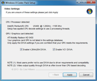 Screenshot of the application Windows 8 Codecs Pack - #3