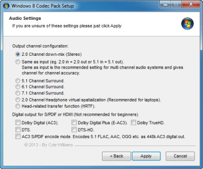 Screenshot of the application Windows 8 Codecs Pack - #4