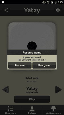 Screenshot of the application Yatzy - #5