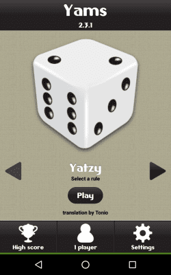 Screenshot of the application Yatzy - #7
