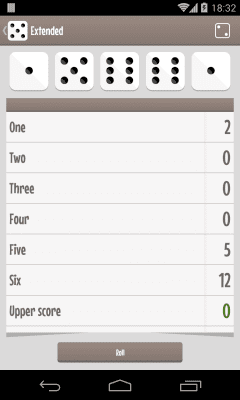 Screenshot of the application Yatzy (dice game) - #3