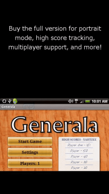 Screenshot of the application Generala Free (YahtZ) - #1