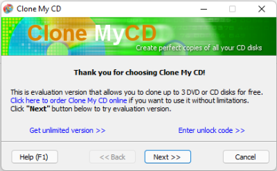 Screenshot of the application Clone My CD - #1