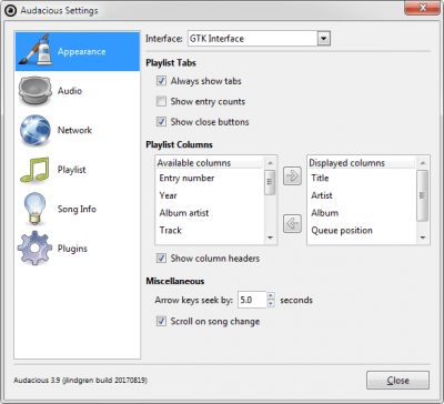 Screenshot of the application Audacious - #4