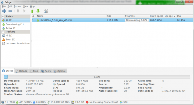 Screenshot of the application Deluge - #1