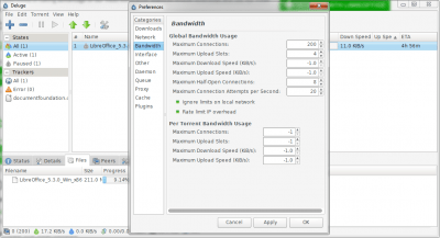 Screenshot of the application Deluge - #4