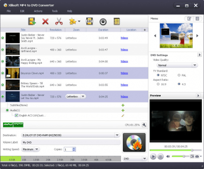 Screenshot of the application Xilisoft MP4 to DVD Converter - #1