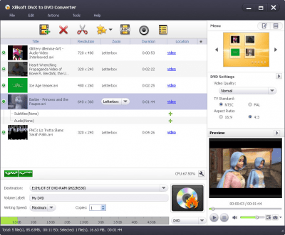 Screenshot of the application Xilisoft DivX to DVD Converter - #1