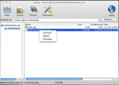 Screenshot of the application Zipeg - #3