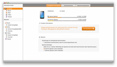 Screenshot of the application Samsung Kies - #2