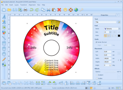 Screenshot of the application RonyaSoft CD DVD Label Maker - #1