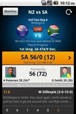 Screenshot of the application Yahoo! Cricket - #4