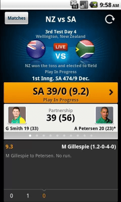 Screenshot of the application Yahoo! Cricket - #5