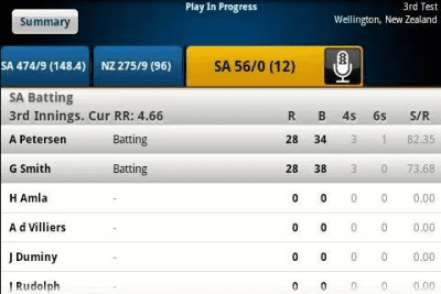 Screenshot of the application Yahoo! Cricket - #6