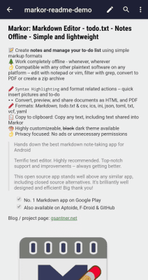 Screenshot of the application Markor: Markdown Editor - #4