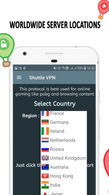 Screenshot of the application Shuttle VPN - #1