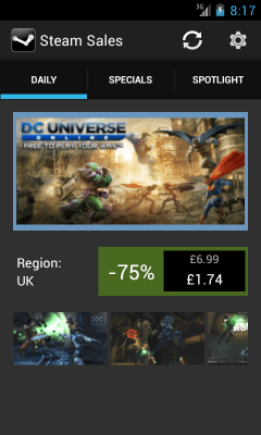 Screenshot of the application Steam Sales - #1