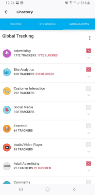Screenshot of the application Ghostery Privacy Browser - #3