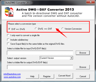 Screenshot of the application DWG DXF Converter - #1