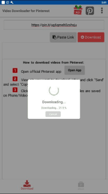 Screenshot of the application Video Downloader for Pinterest - #2