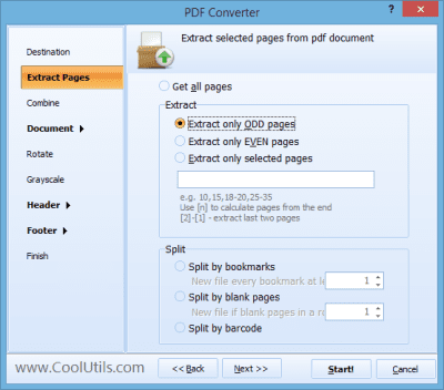 Screenshot of the application CoolUtils PDF Splitter - #1