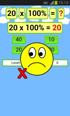 Screenshot of the application Math Percent Game - #3