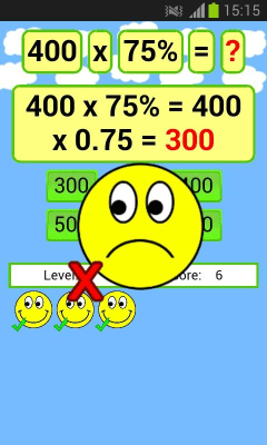 Screenshot of the application Math Percent Game - #4