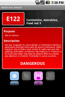 Screenshot of the application E-inspect Food additives - #1