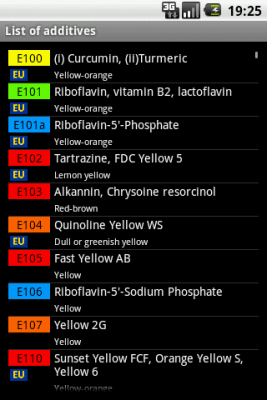 Screenshot of the application E-inspect Food additives - #2