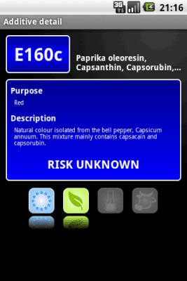 Screenshot of the application E-inspect Food additives - #3